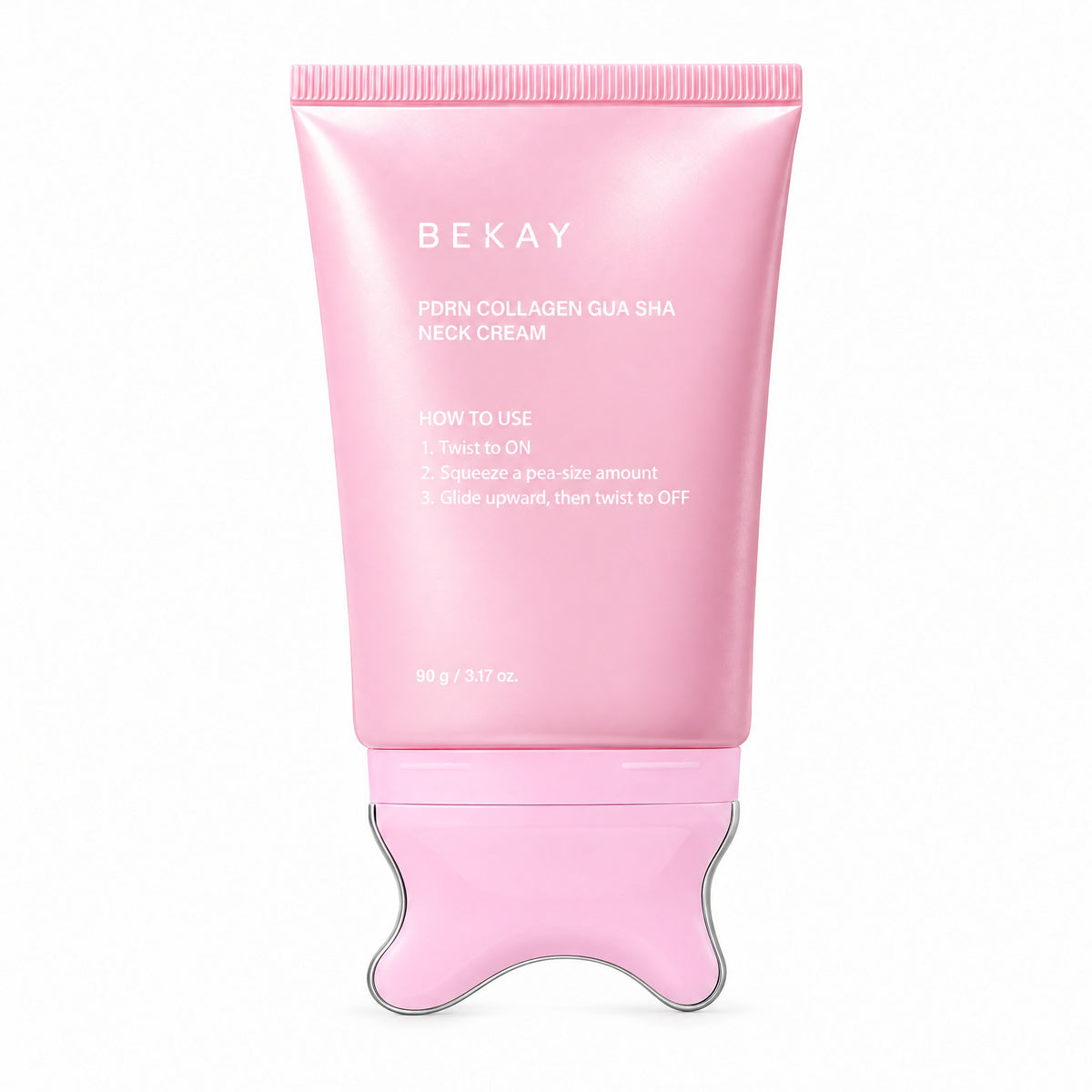 BEKAY PDRN Gua Sha Neck Cream tube, back with how-to-use steps