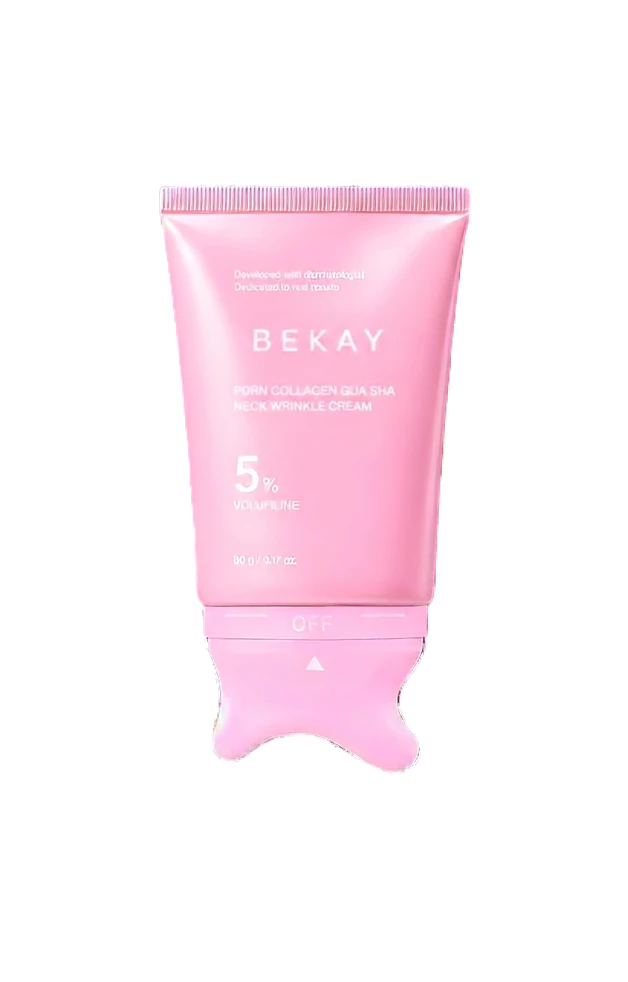 BEKAY neck cream tube separating into its parts